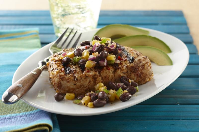 Tequila Lime Pork Chops with Black Bean Salsa Mazola®